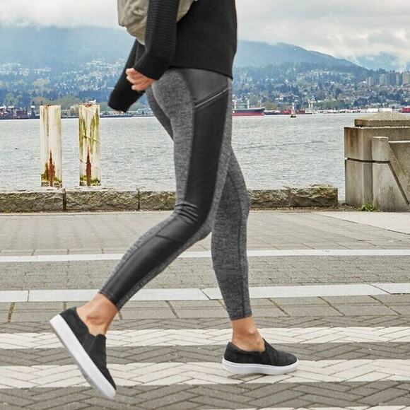 NWOT Athleta Herringbone Luxe Metro Drifter Leggings SIZE S Gray Black Pants - Picture 2 of 12